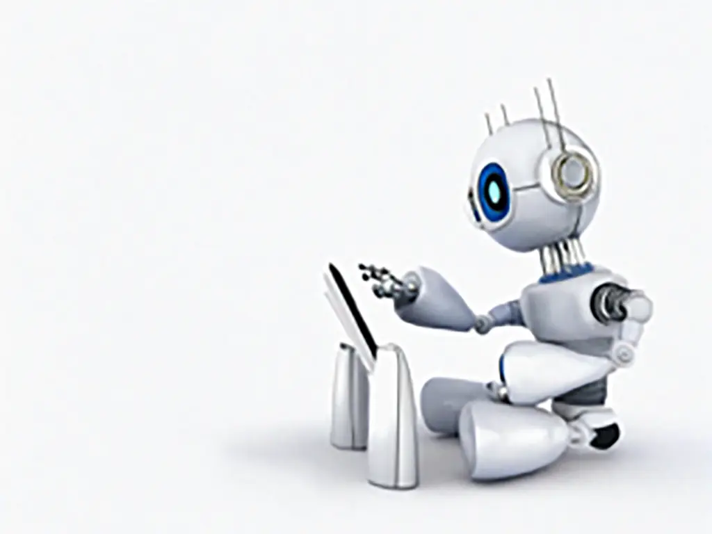 Robot mascot for technology posts